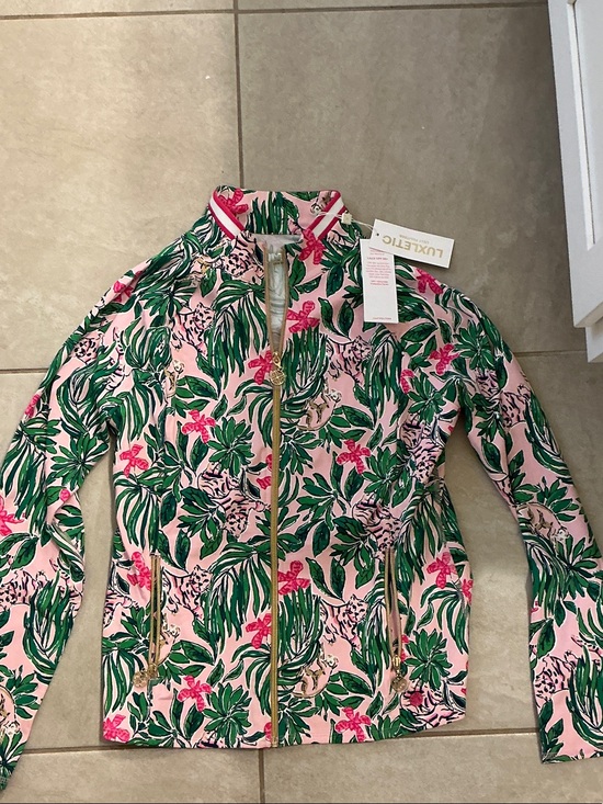 Lilly Pulitzer Jackets & Blazers - Lilly Pulitzer Pink Floral & Green Leaf Zip-Up Jacket